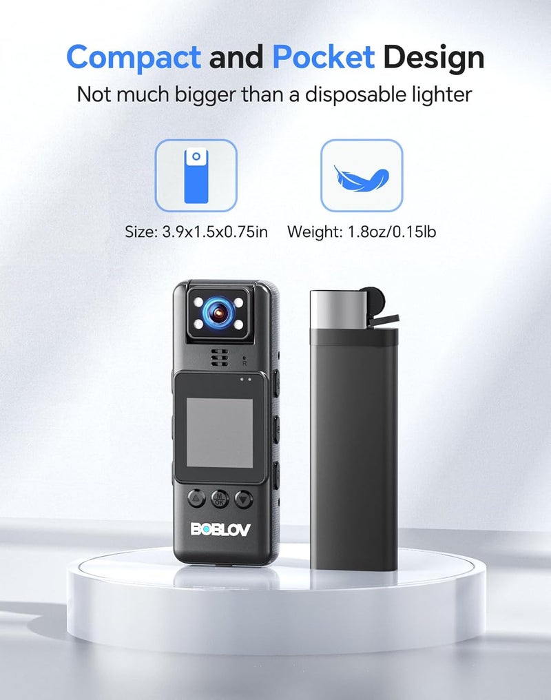 BOBLOV Body Camera with Video and Audio Recording 64G A23 Compact Bodycam up to 9 Hours Long Battery Life -360°Clips and Night Vision for Bike, Hiking, Walking Easy-to-Use - Image 3